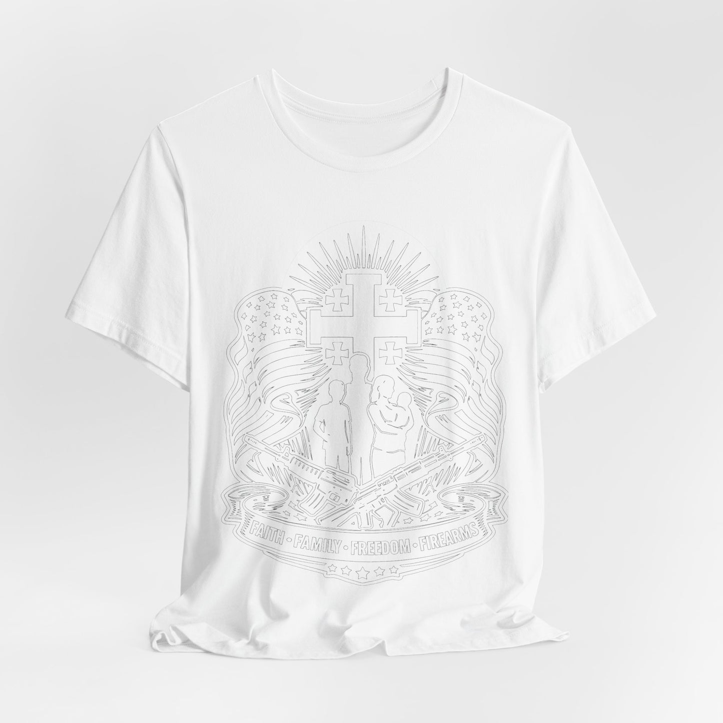 Religious Cross Shield Tee — Faith-Inspired Christian Graphic T-Shirt