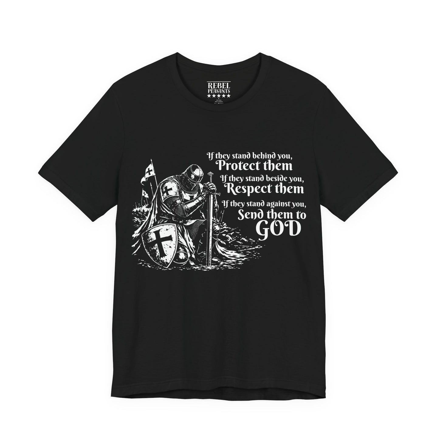 Medieval Knight Illustration Tee — Vintage Armor Shield & Sword T-Shirt