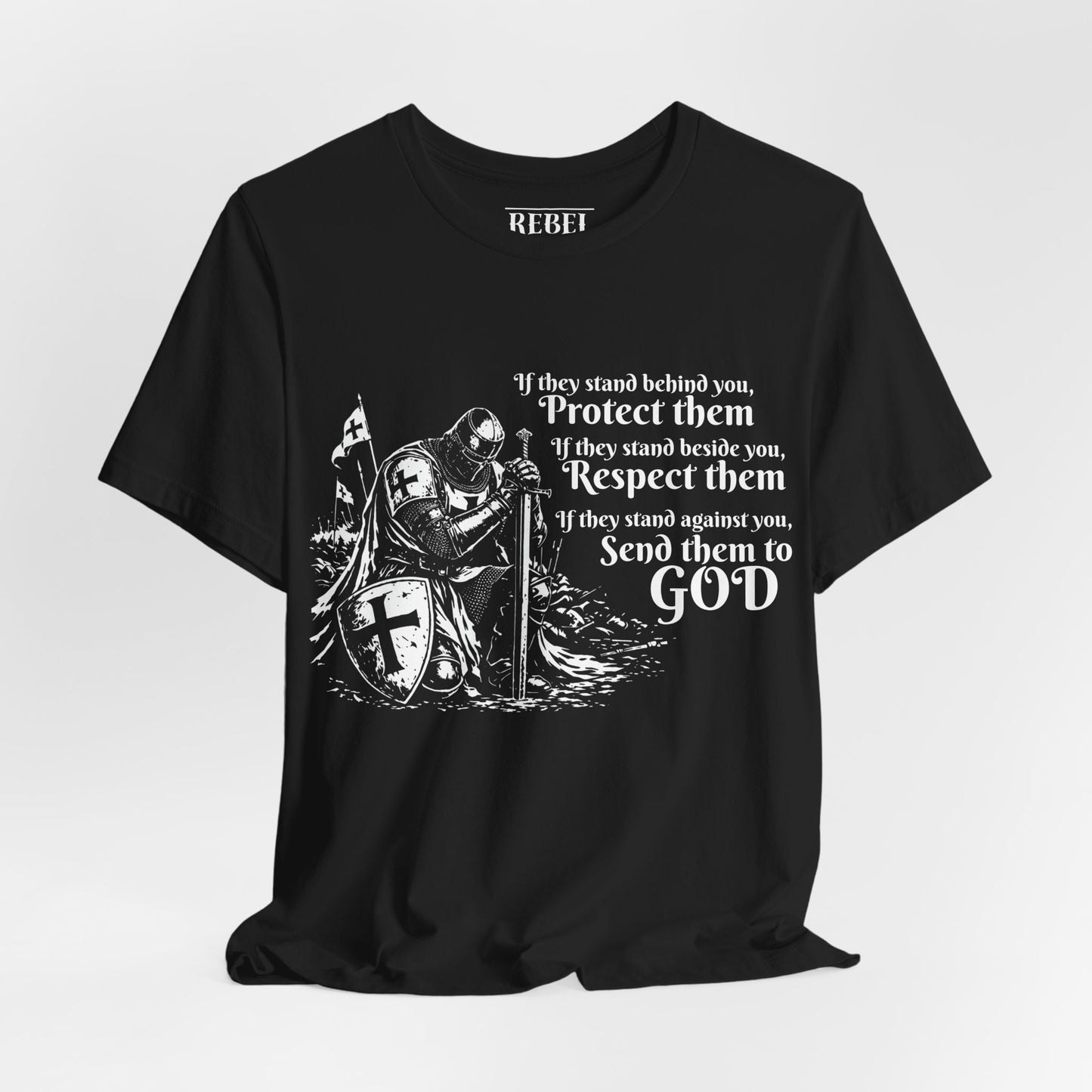 Medieval Knight Illustration Tee — Vintage Armor Shield & Sword T-Shirt