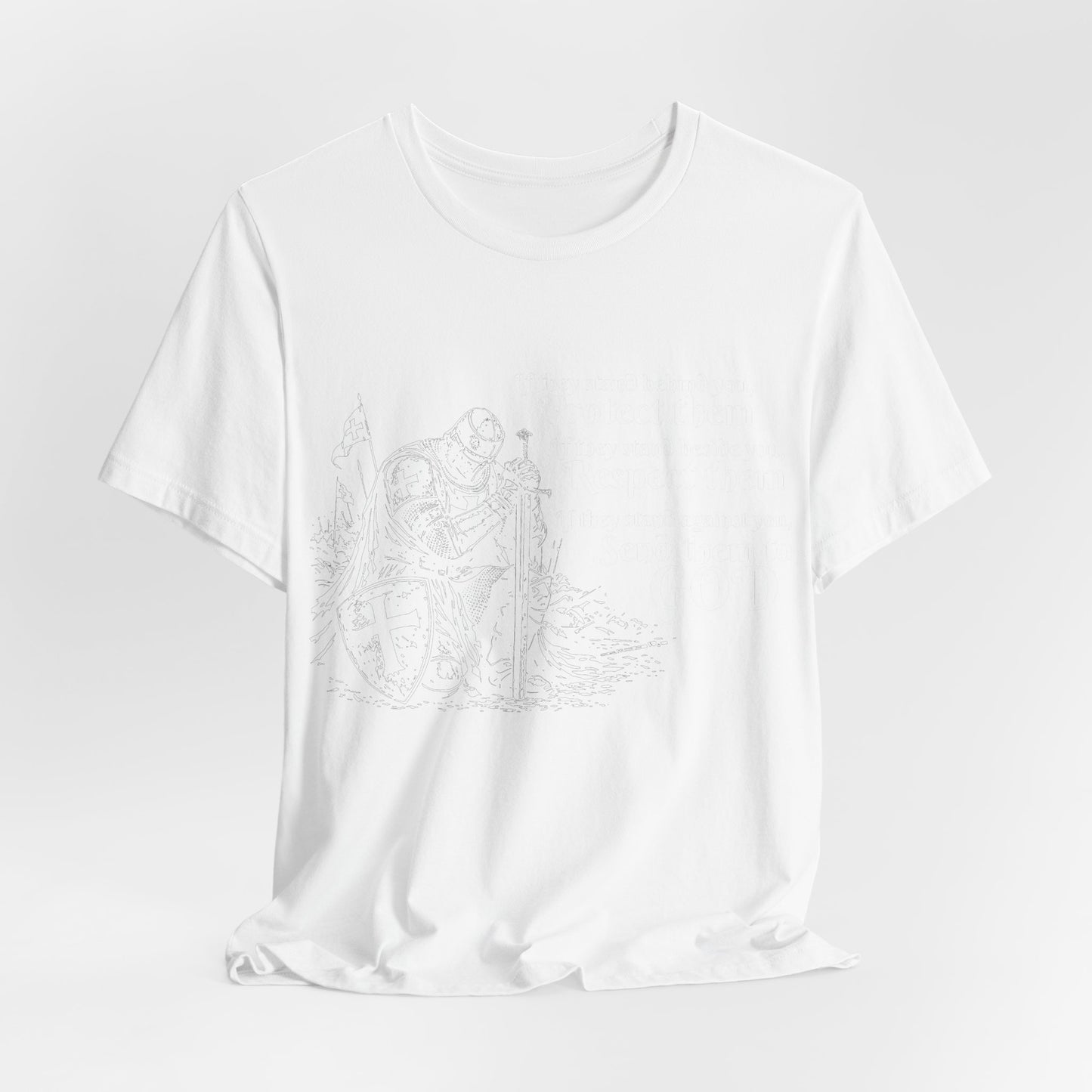 Medieval Knight Illustration Tee — Vintage Armor Shield & Sword T-Shirt