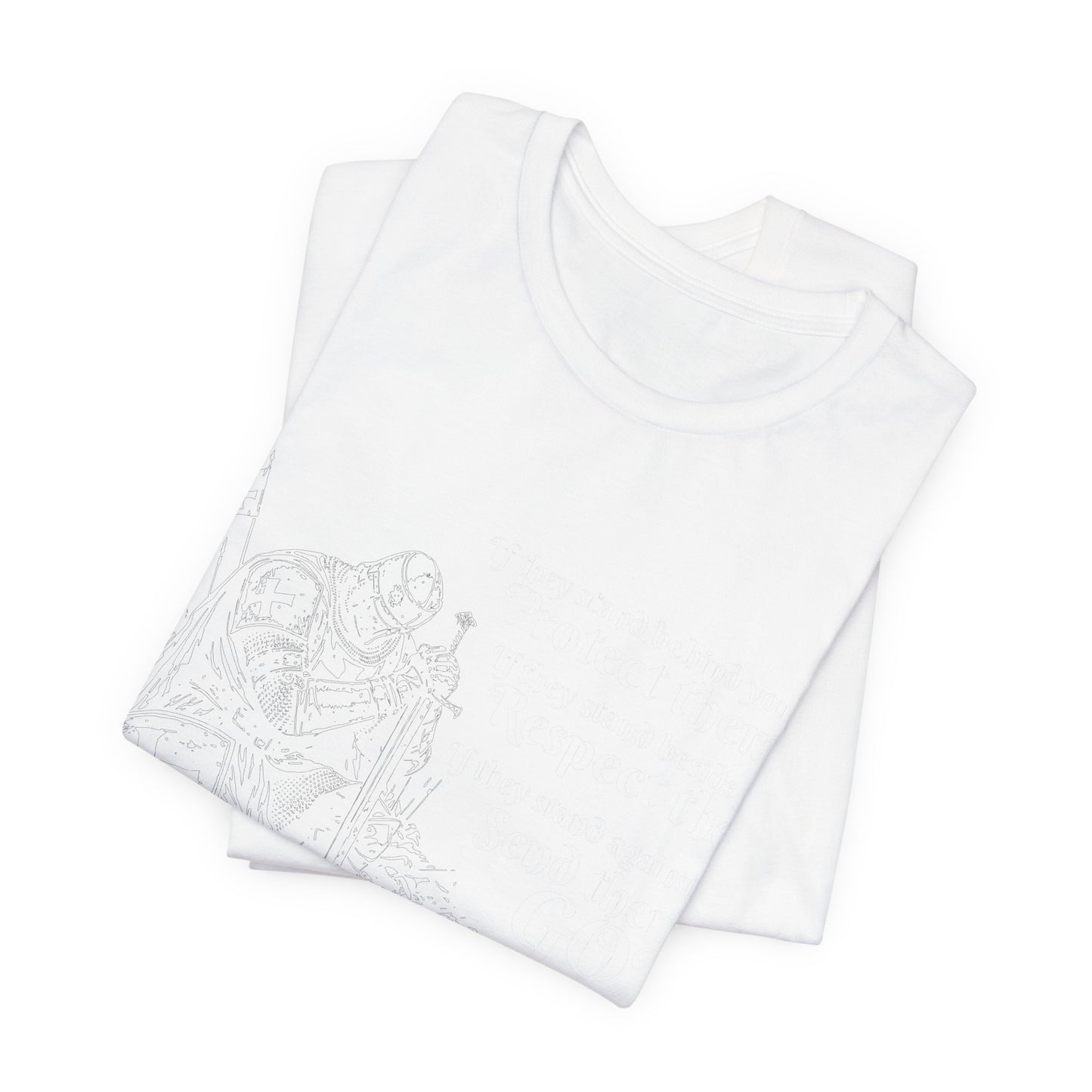 Medieval Knight Illustration Tee — Vintage Armor Shield & Sword T-Shirt