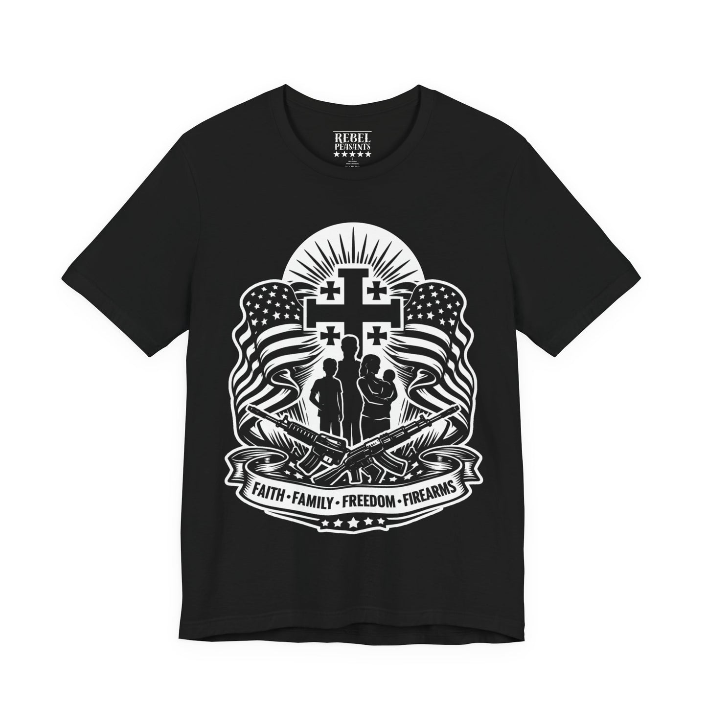 Religious Cross Shield Tee — Faith-Inspired Christian Graphic T-Shirt