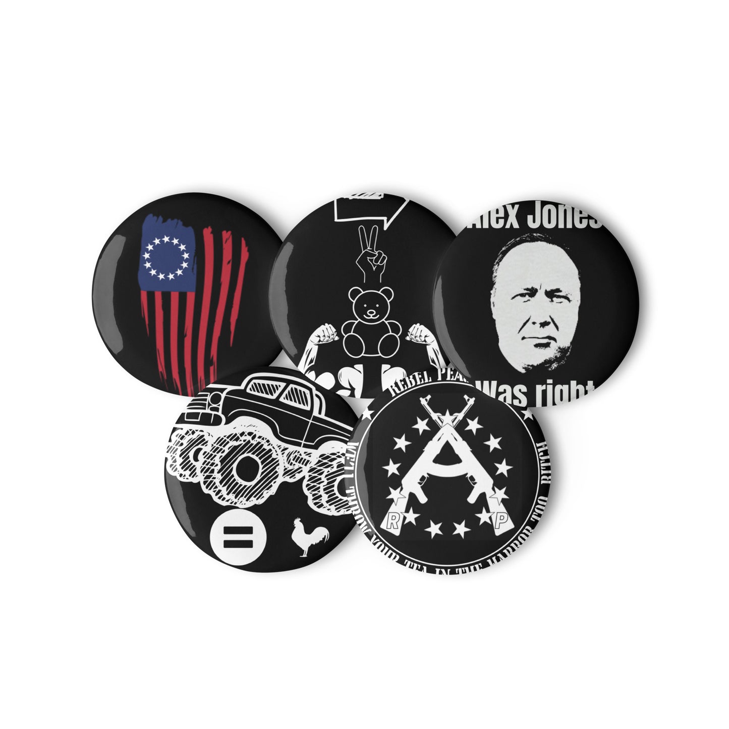 Set of pin buttons